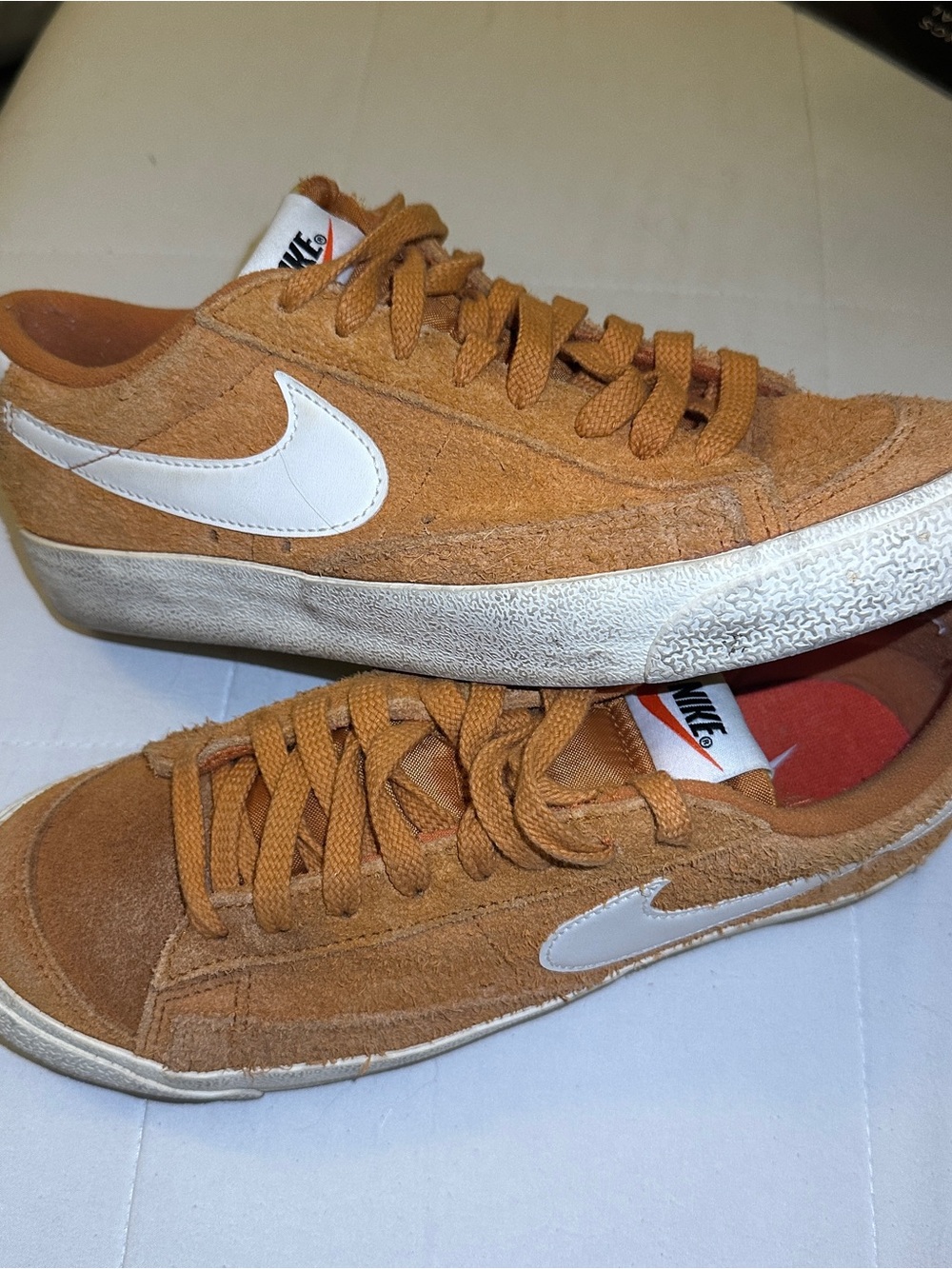 Nike Women’s Suede Low-Top Sneakers - Caramel/White